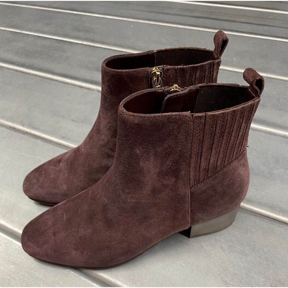 Talbots Dakota Ankle Boots Womens 6.5M Brown Purple Suede‎ Leather Bootie